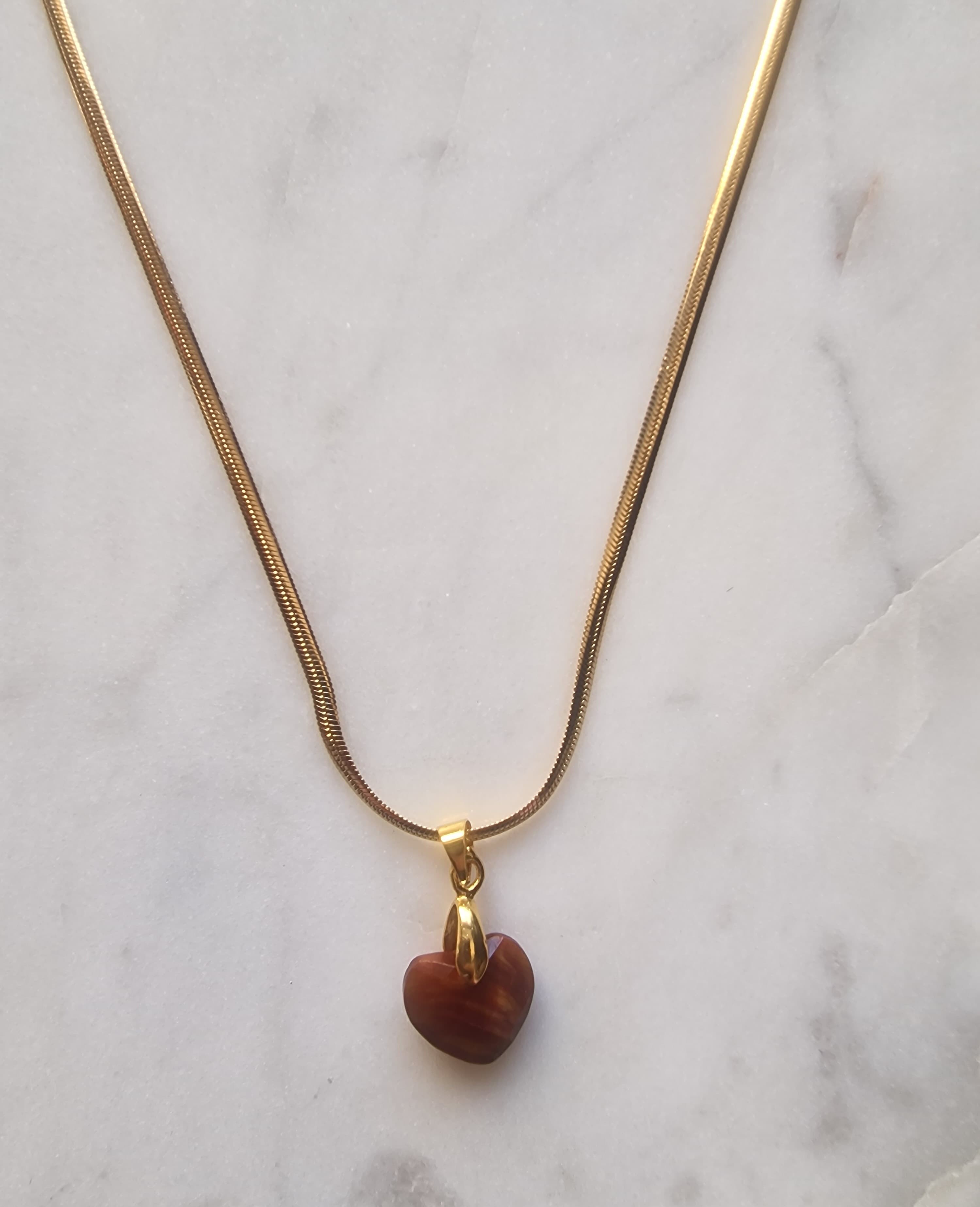 bruin edelsteen facet hart bedel ketting 2