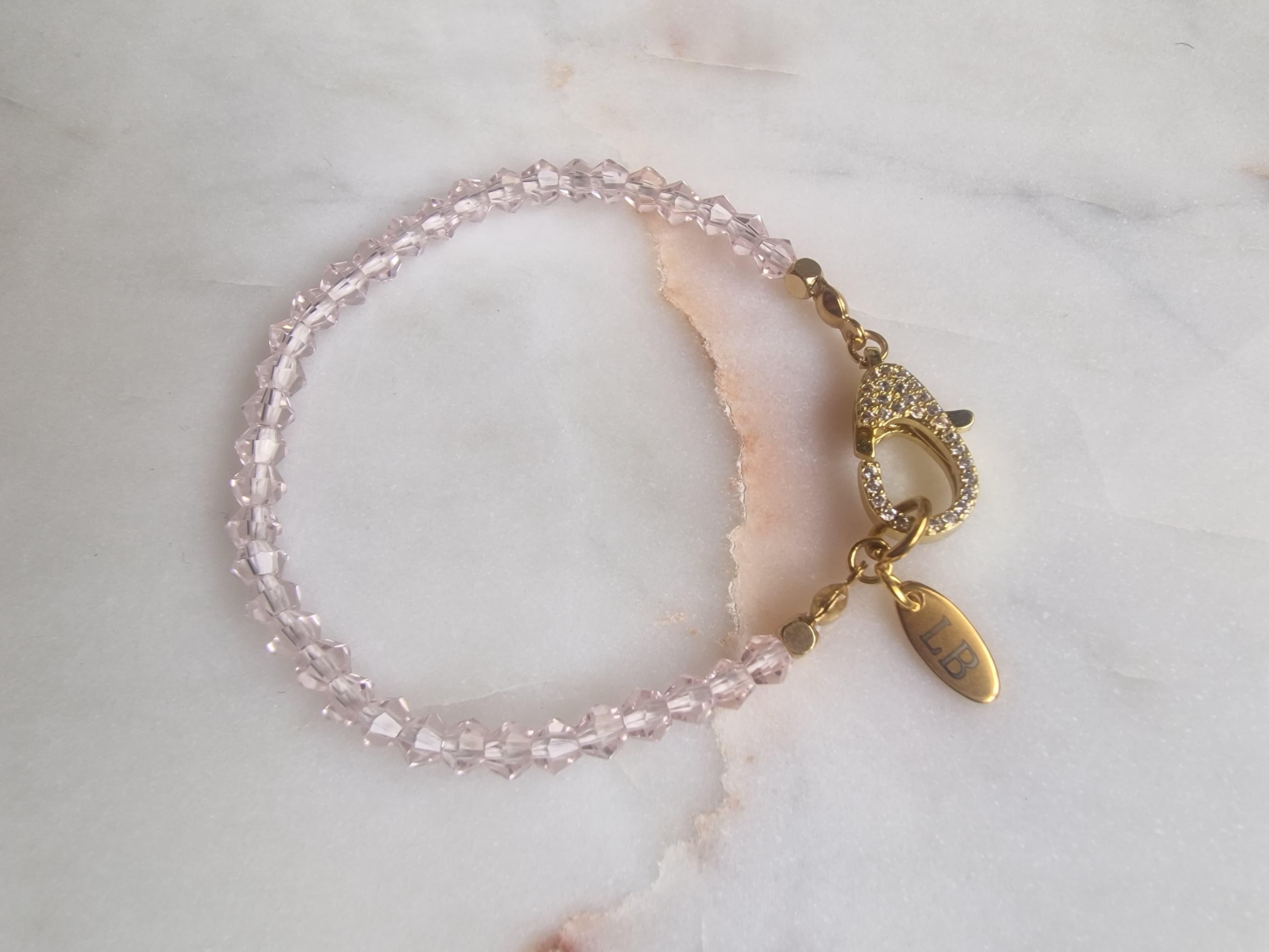 pink facet met strass bedel sluiting 2