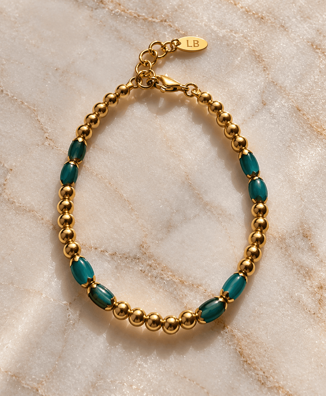 Turkoois ovaal facet met goud 4mm bracelet